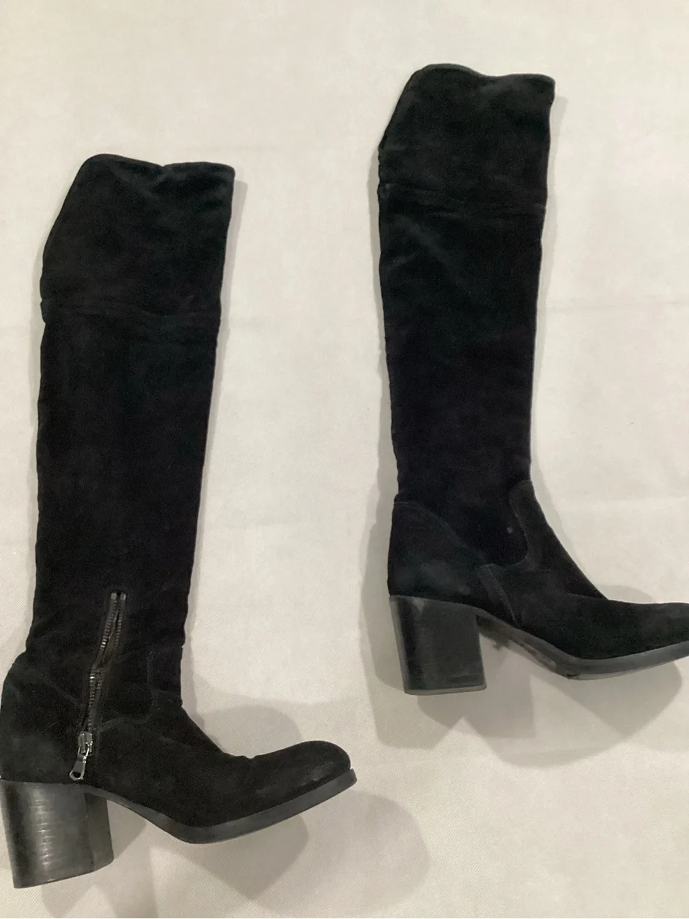 Vero Cuoio Black Over-the-Knee Suede Block Heel Boots made in Italy size 7.5